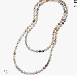 8mm Natural Amazonite & Blue Goldsand Long Beaded Necklace Wrap Bracelet